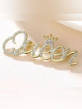 💎 NEW 💎 Gold Color Crystal 'Queen'  Brooch 💎